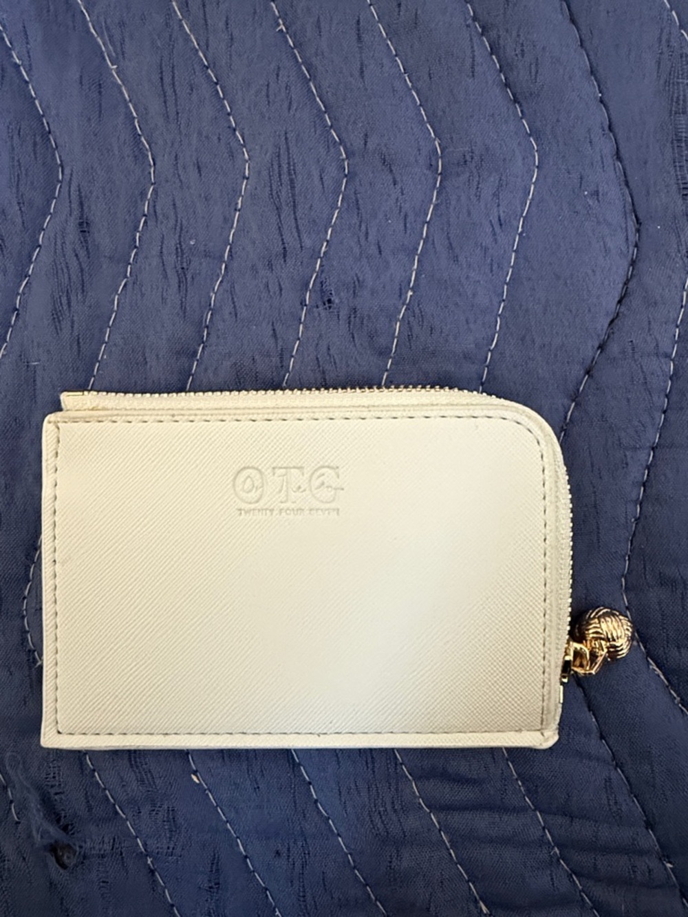 OTG Zip-Around Card Wallet with Gold Accent